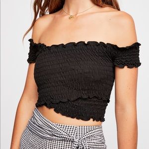 Black Free People Smock It To Me Crop